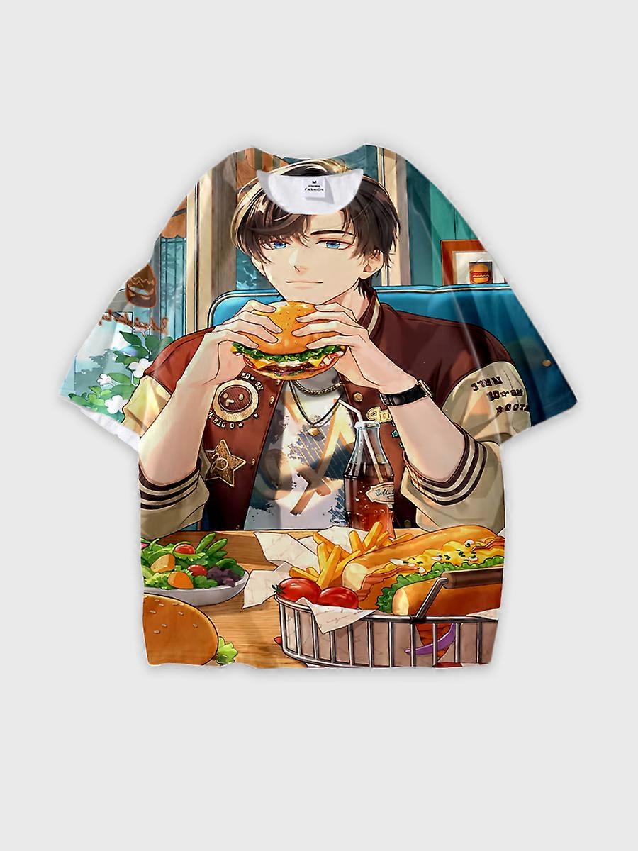 T-shirt round neck Role Pattern loose short sleeve E2473