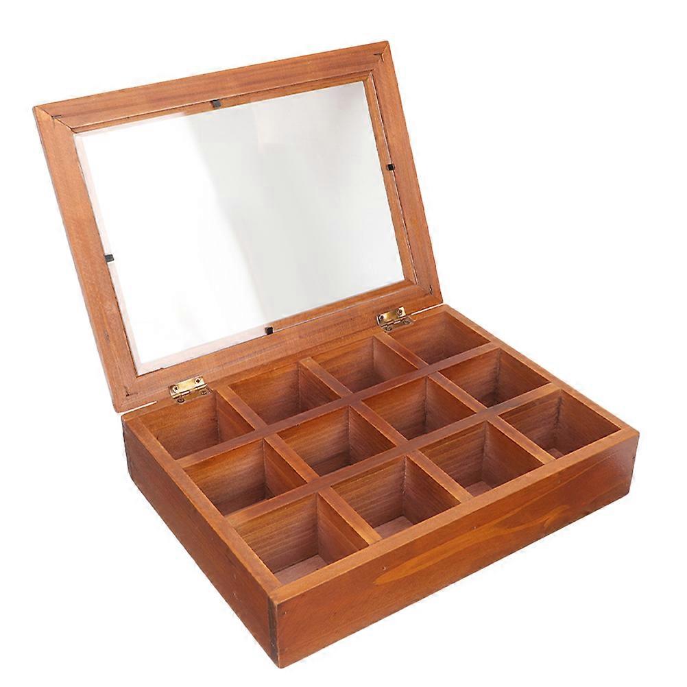 Rectangular Tea Bag Holder Wooden Storage Box for Coffee Packets 1Pack