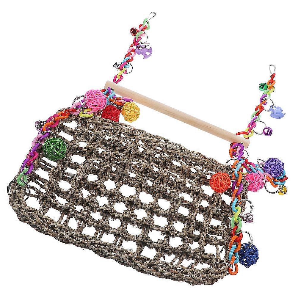 Colorful Double Layer Parrot Hammock Swing with Climbing Vine Ball Bird Bed for Cage – Safe, Interactive, Stimulates Curiosity and Play for Small