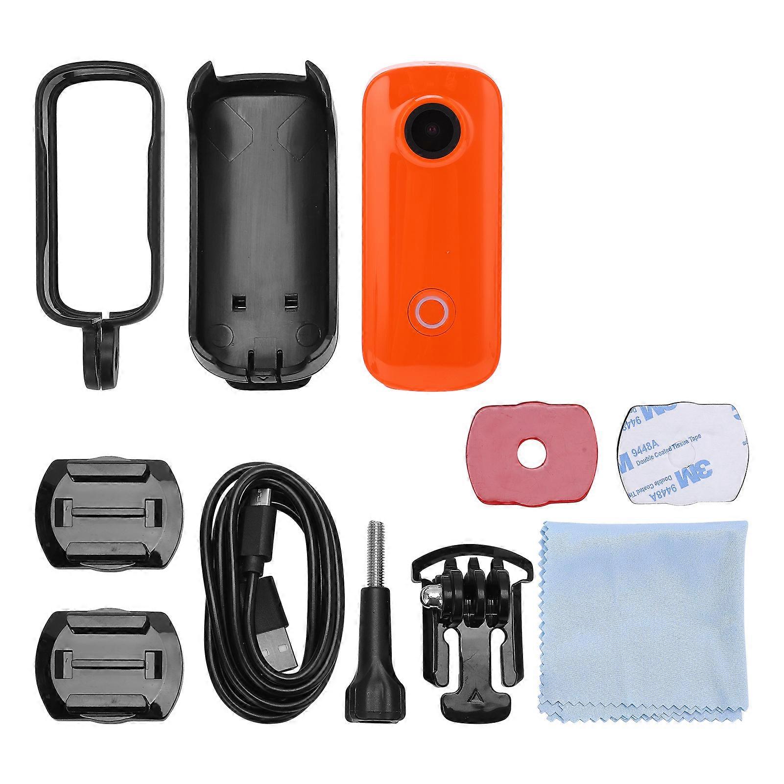 C100スポーツカメラ防水ポータブルビデオカメラHDミニデジタルビデオカメラオレンジ