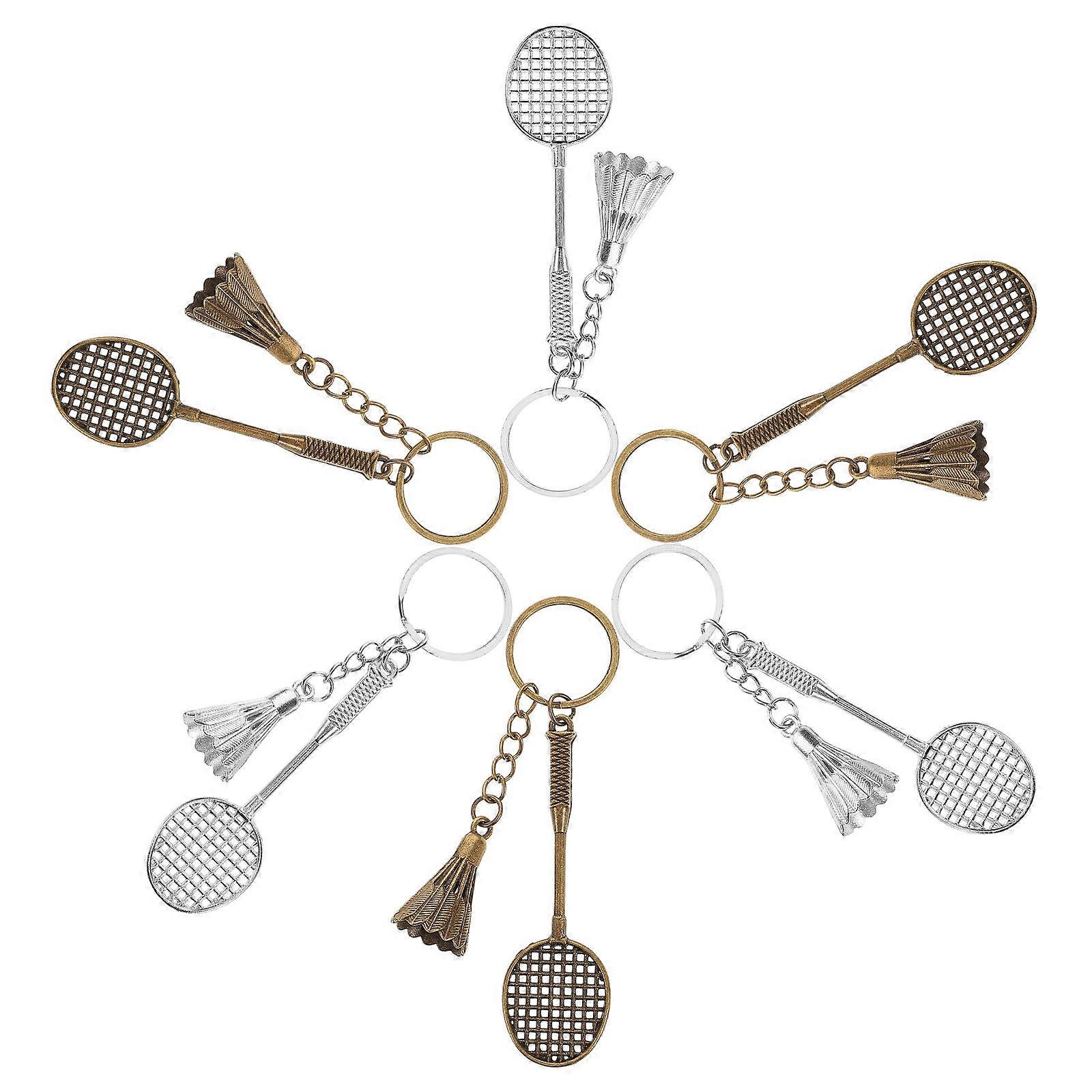 6pcs Metallic Badminton Shuttlecock Keychain Durable Sports Keyring for Players & Enthusiasts, Stylish Party Decoration Accessory