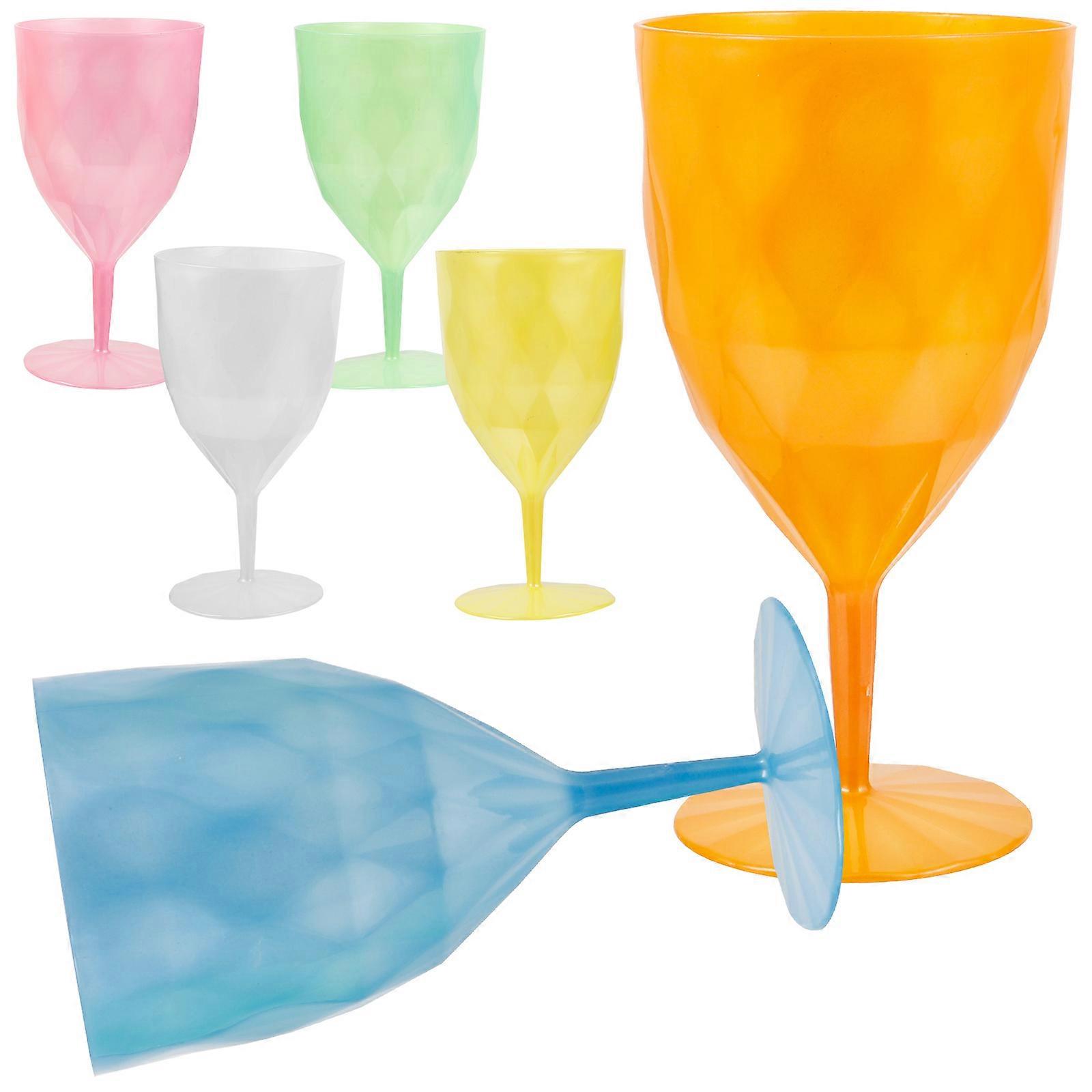6pcs Colorful Plastic Cocktail Goblets Compact Reusable Beverage Cups for Juice, Wine, Whiskey – Ideal for Home Bar, Picnic, and Party Use