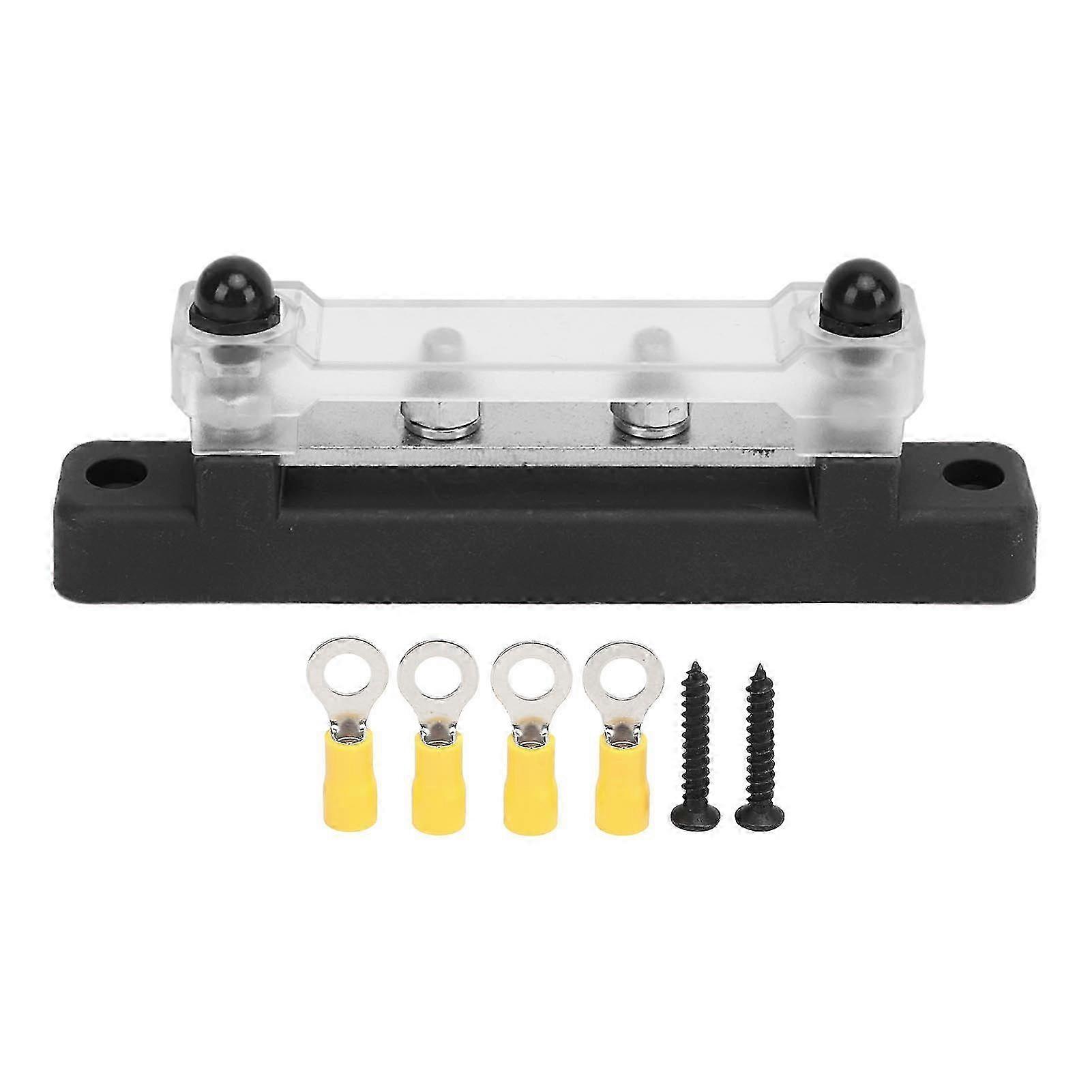 Bus Distribution Block with 4 Terminals 12 to 48V 150A Rust Proof for Vehicles and Equipment Black