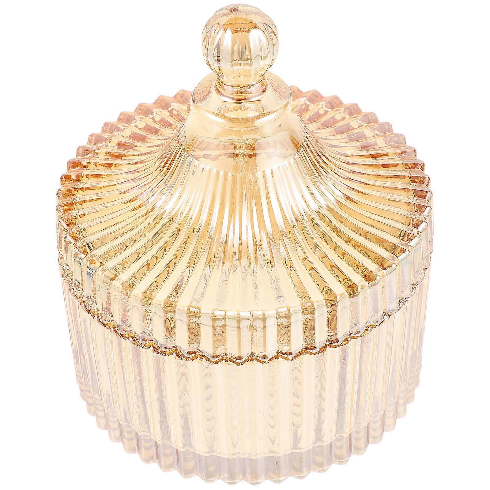 Creative Design Glass Candy Jar with Lid for Kitchen Use and Cosmetic Brushes 4.72X4.13X4.13in Storage 1Pack