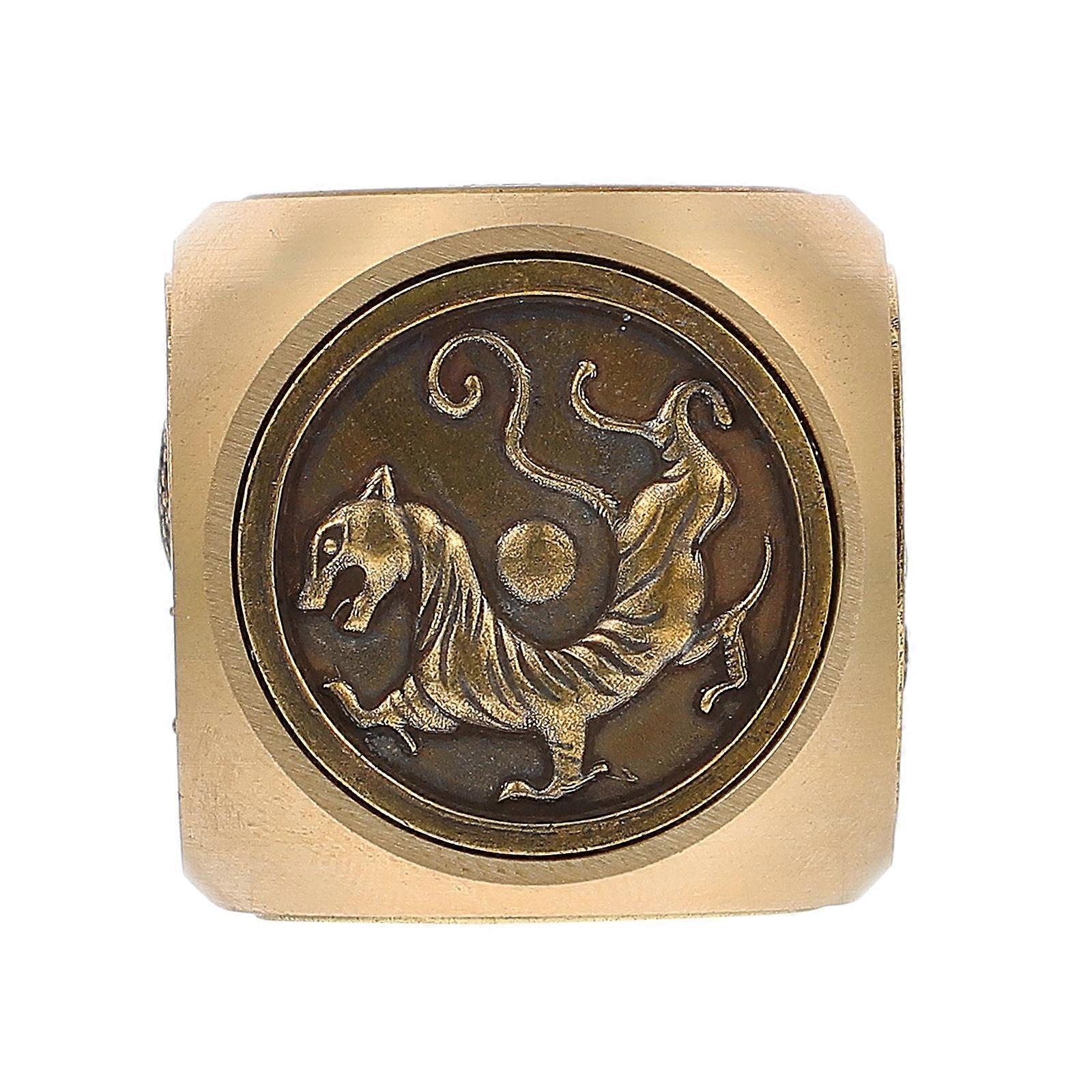 Chinese Home Decor Brass Ornament Portable Item For Car Travel Hexahedral 1Set