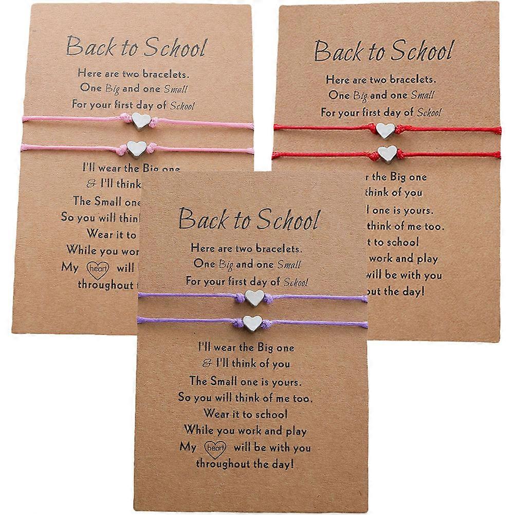 Mother Daughter Bracelets with Adjustable Sliding Knot Closure Assorted Color Rope and Paper 3 Sets