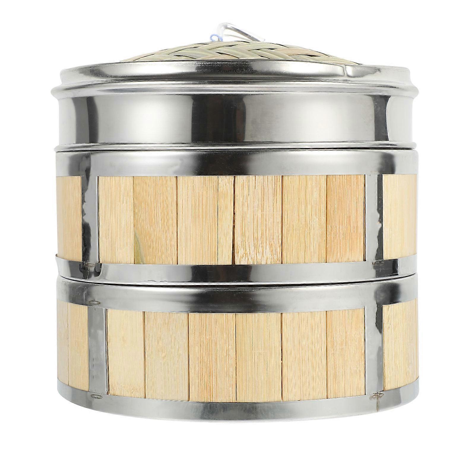 1 Set of Multi layer Bamboo Steamer Kitchen Food Steamer Practical Bun Steamer Basket