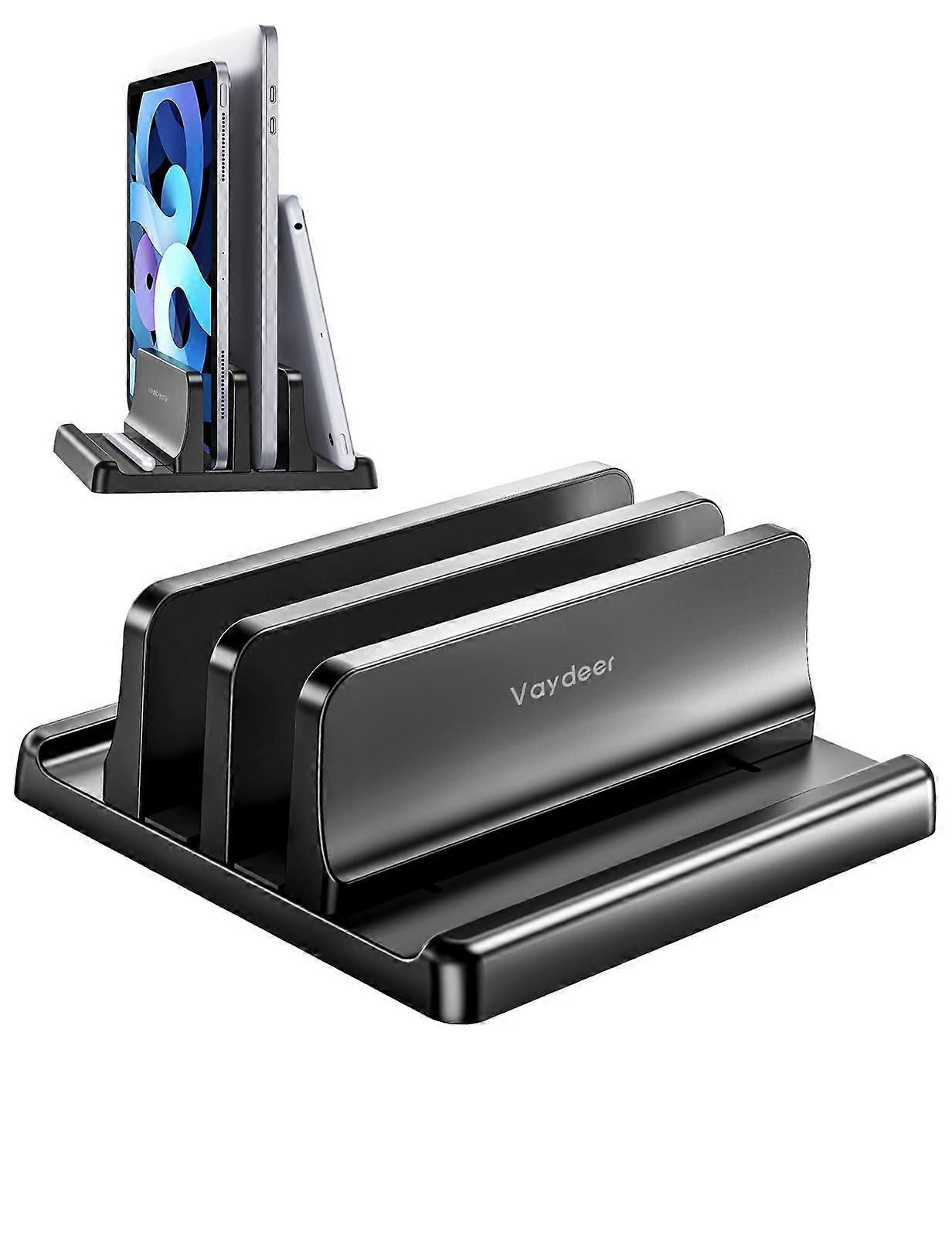 Vertical Dual Laptop Stand, 4in1 Vertical Stand for MacBook, iPad up to 17.3' Black