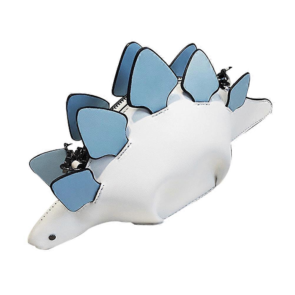 White PU Messenger Bag for Women with Dinosaur Design Simple Mini Crossbody Bag 7 inch