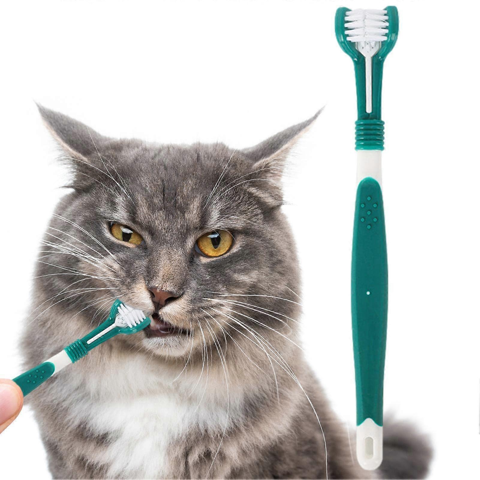 Dog Toothbrush 3-Sided With Soft Rubber Bristles, Hanging Hole, Easy-To-Use Pet Teeth Cleaning Tool For Dogs