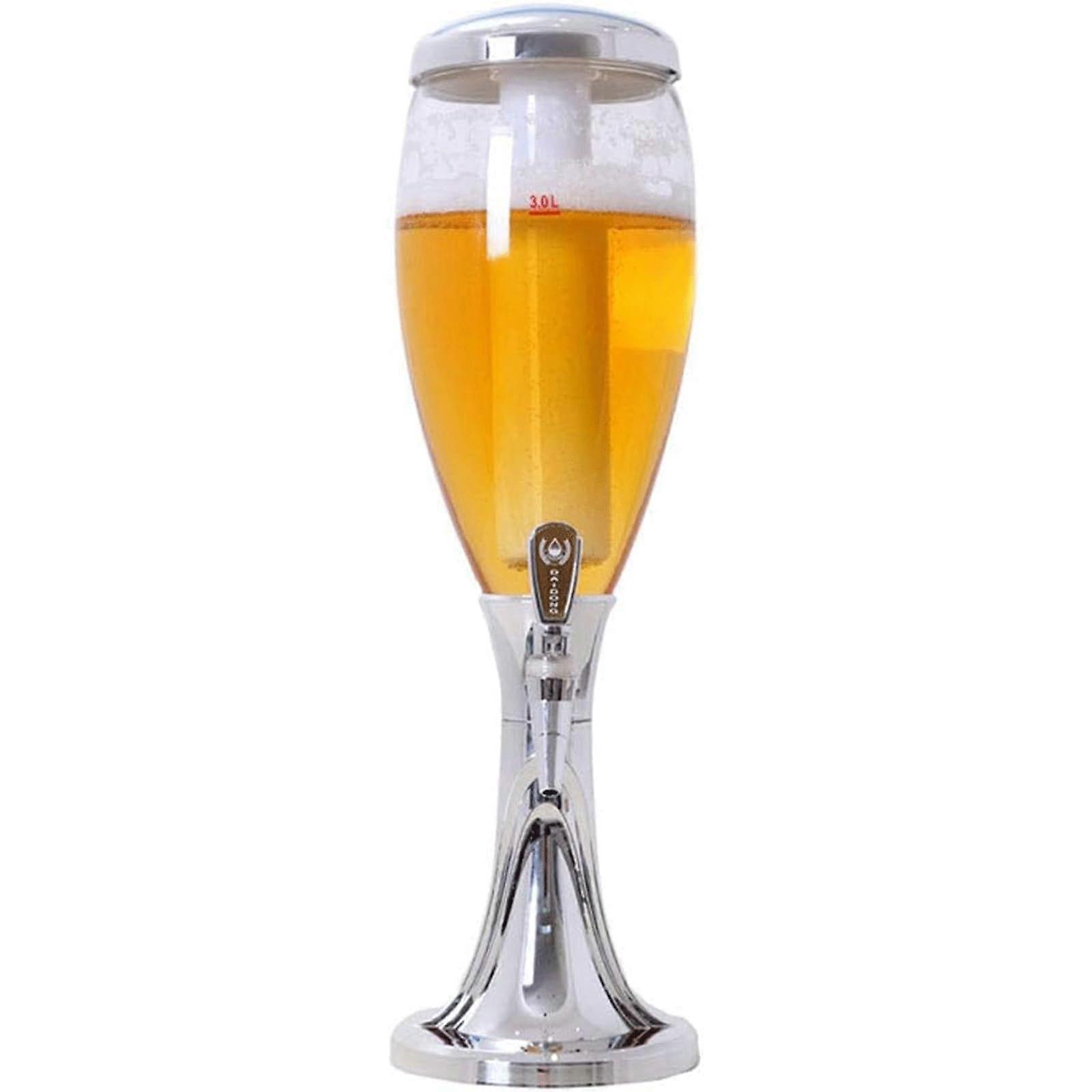 3L/101OZ Beer Tower Double Head Luminous Drink Dispenser Multipurpose Beverage Container for Bar Party Gift