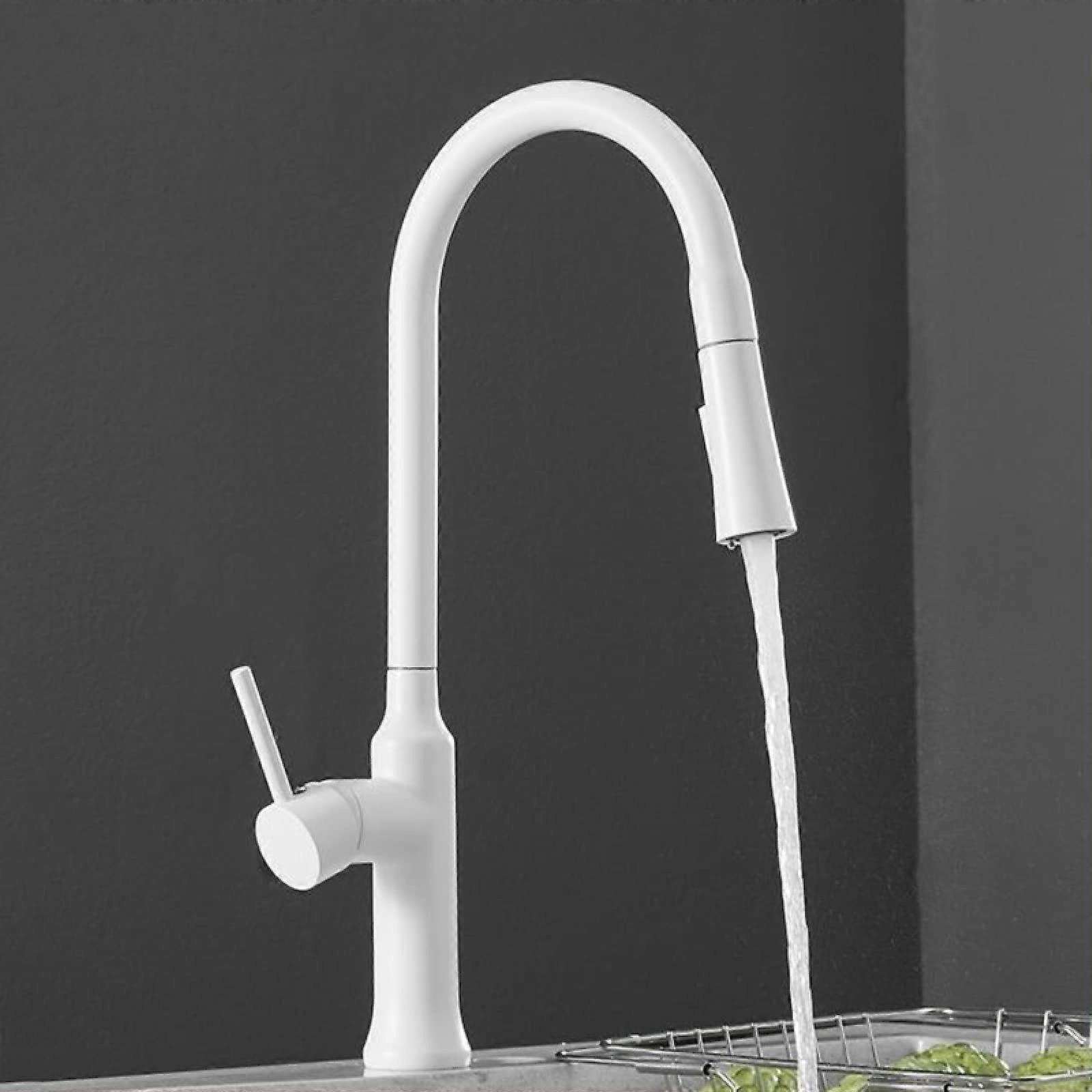 LYSDJEH Kitchen Faucet, 360° Rotating, Single Handle, 2 Spray Modes, White