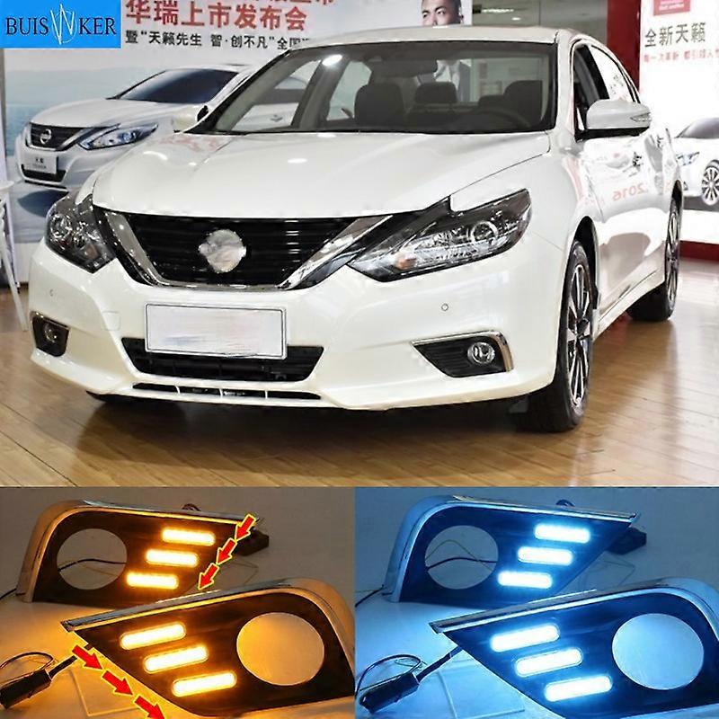 Applicable LED Daytime Running Light Waterproof Car 12V LED DRL fog Lamp with Turn Signal style Relay For Nissan Altima Teana 2017 2018