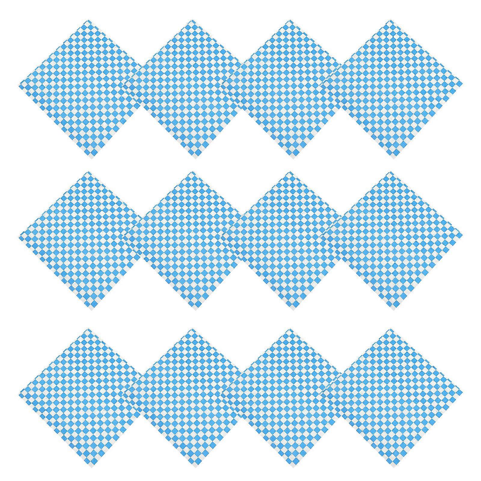 50 ct Greaseproof Paper Sheets, Checkered Design for Sandwich Wraps and Grease Blue Serving