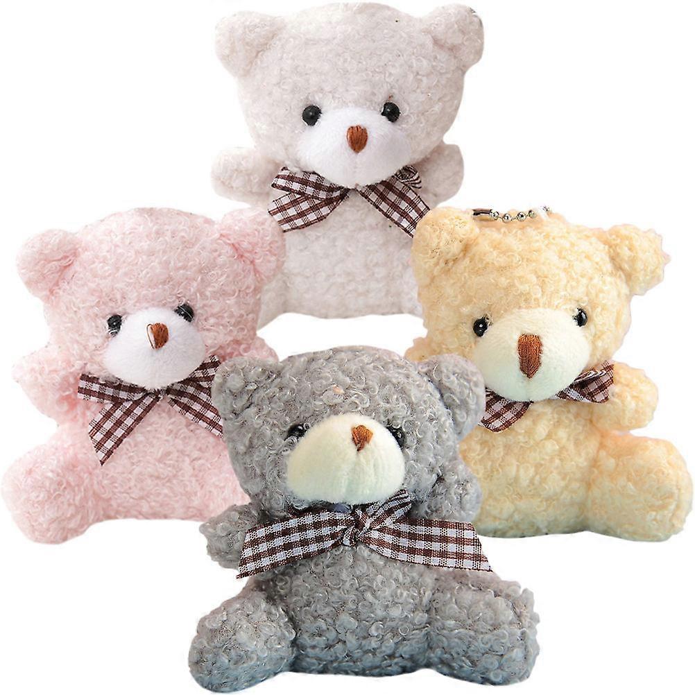 Plush Bear Keychain 4Pcs Assorted Color Backpack Pendant for Versatile Decor