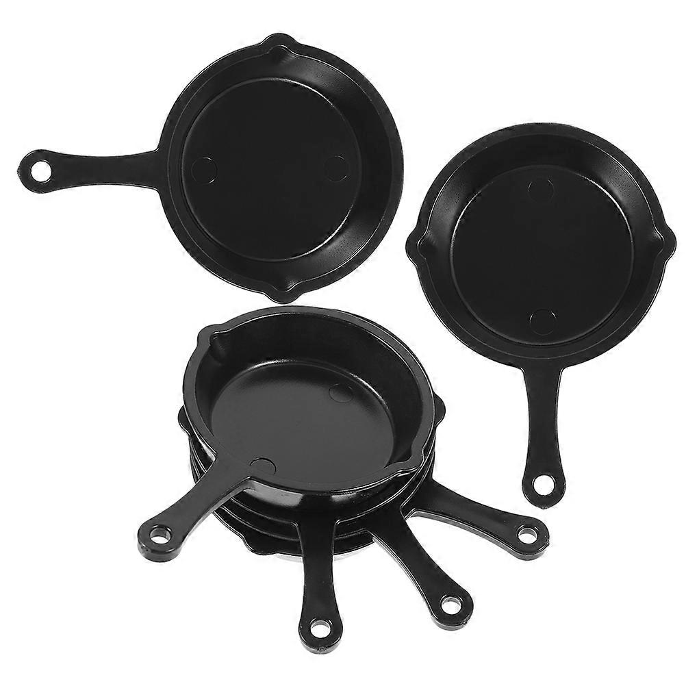 Mini Skillet Black Plastic Mini House Pan for Decor 6Pcs Pack