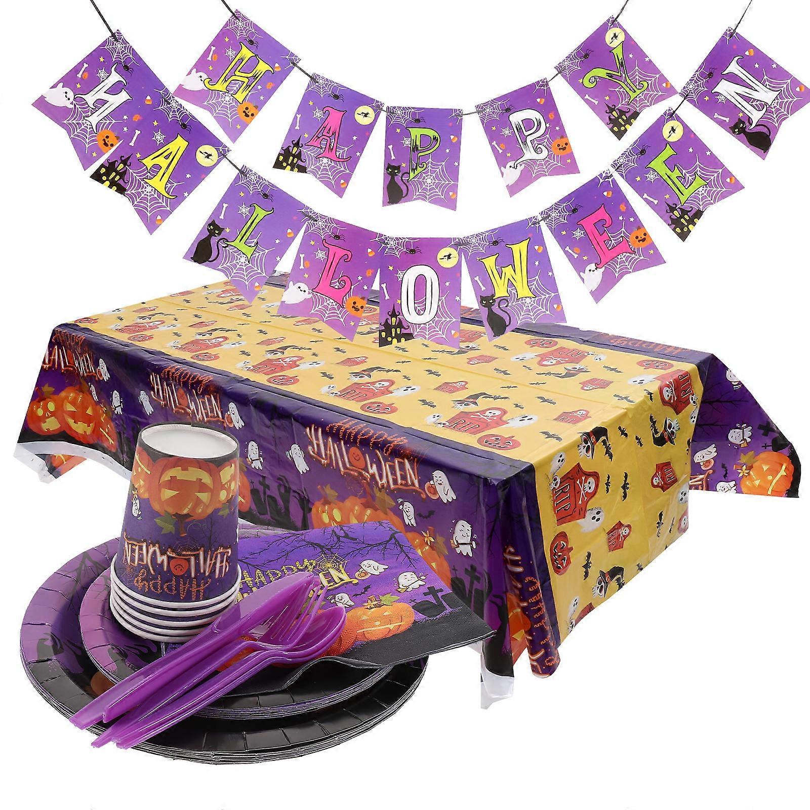 Halloween Tableware Set Featuring Cartoon Theme For Family Gathering And Serving Dried Food In 1 Set