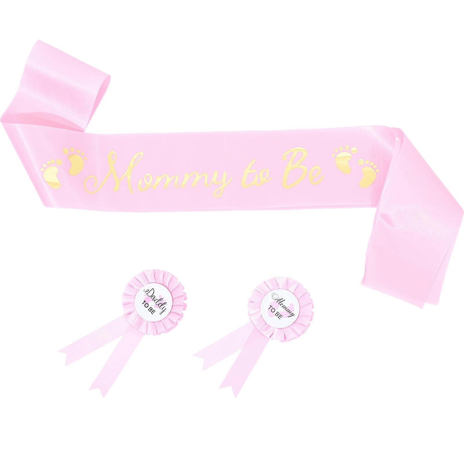 To Be Badge Pins With Ribbon-like Design For Baby Shower Party And Photoshoot 1 Set