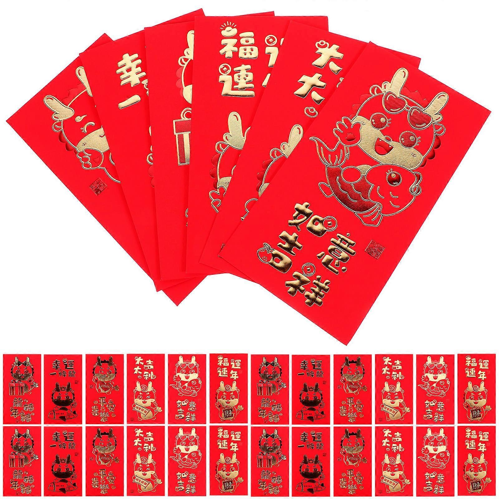 Festival Red Envelope 30Pack Chinese New Year Gift Container Red Paper Rectangular 17x9cm