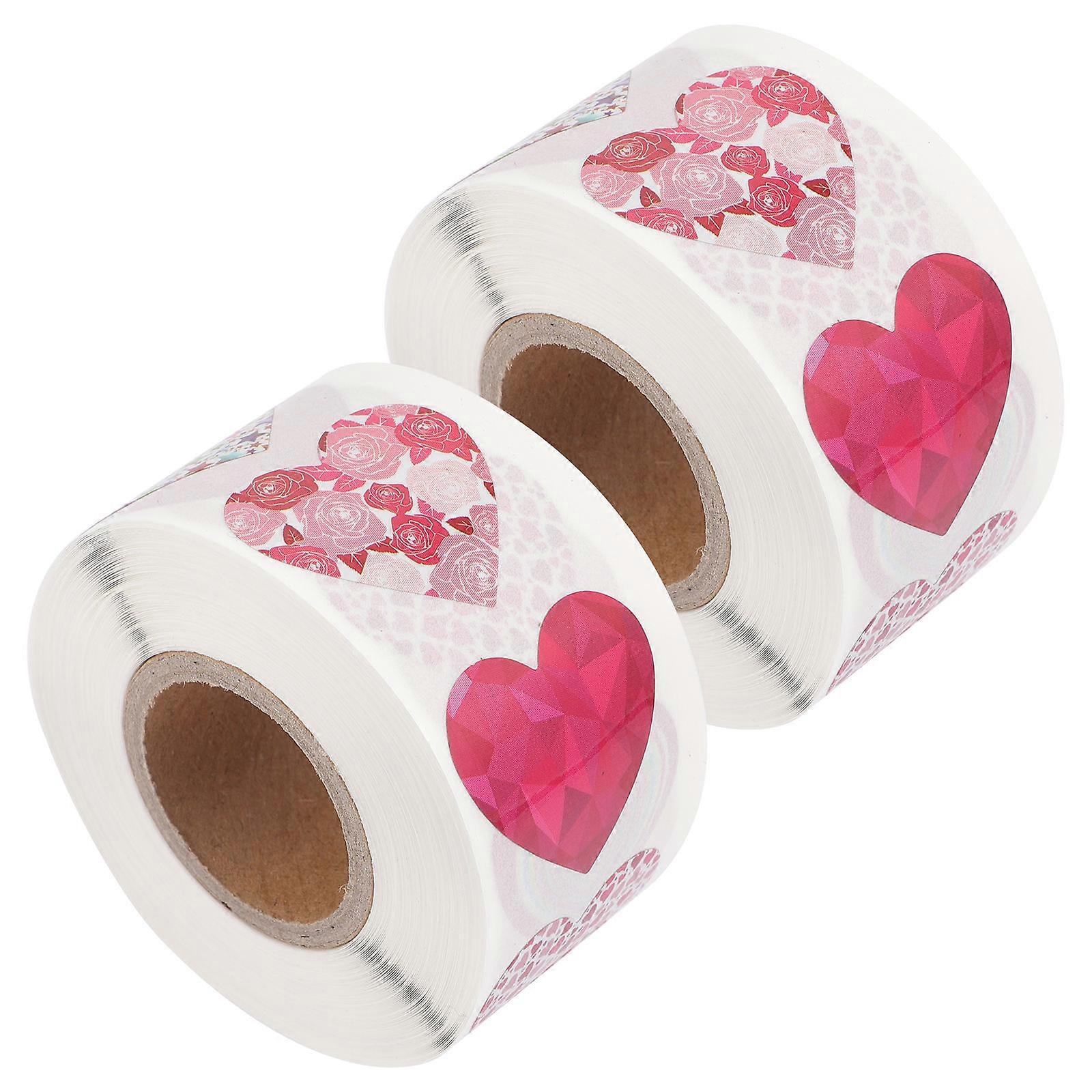 Heart Shaped Sticker Decoration 2 Rolls Ideal For Candies And Cookies Red Color Sealing Capability