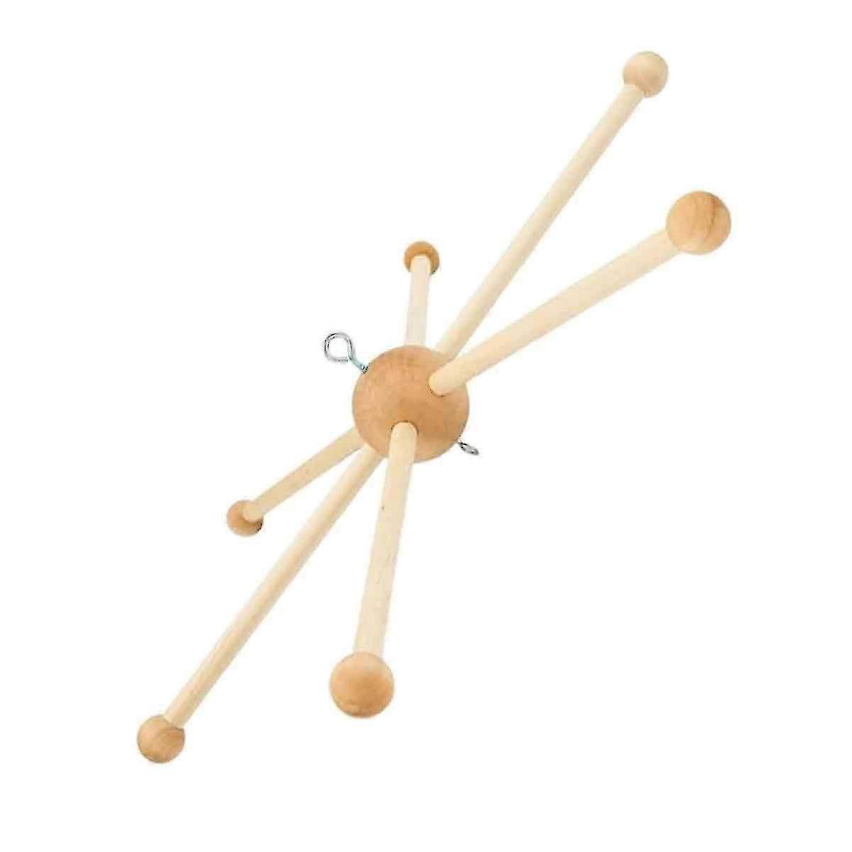 Wooden Frame Baby Crib Mobile Hanger with Spherical Design & Six Legs - Decorative Wind Chime Toy Holder for Nursery