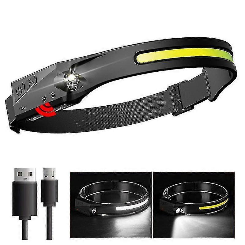 2025 Headlamp Sensor 5 Lighting Modes Cob Led Headlight Flashlight Usb Rechargeable Head Lamp Torch Work Light