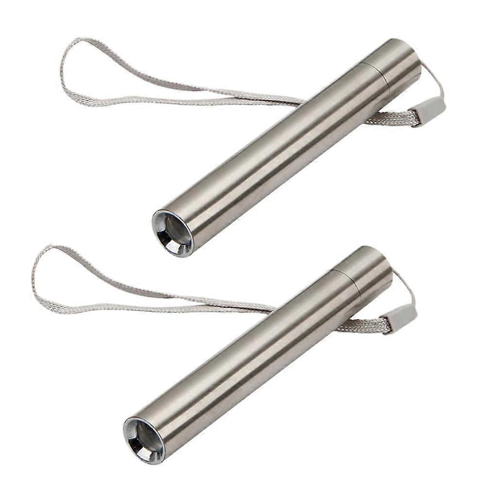 Portable Detection Light with Stainless Steel Design for Currency Identification and Fluorescent Detection Silver 2Pcs