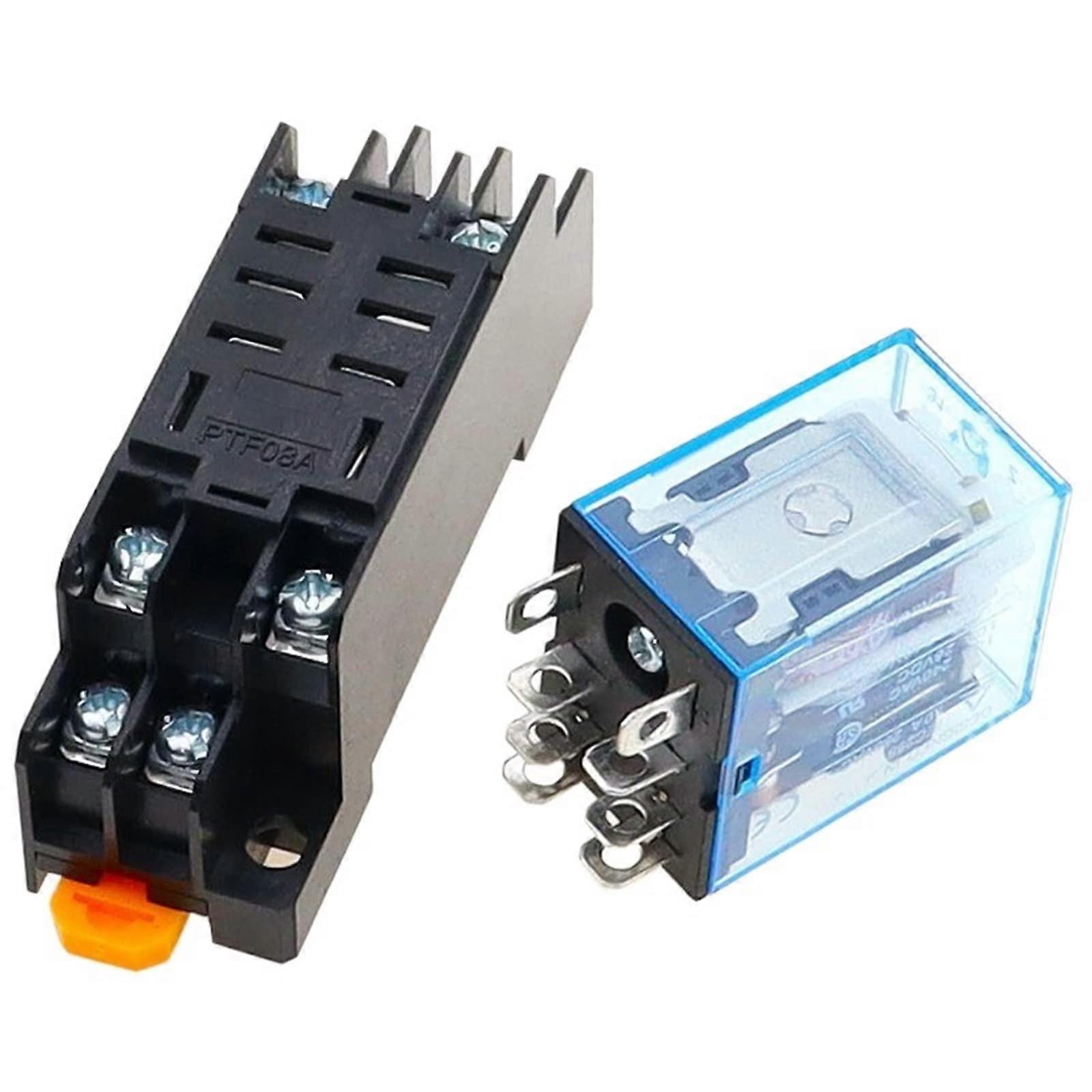 Relay DPDT 8-Pin 220/240V AC 10A With Socket LY2NJ HH62P HHC68A-2Z 36V DC Coil