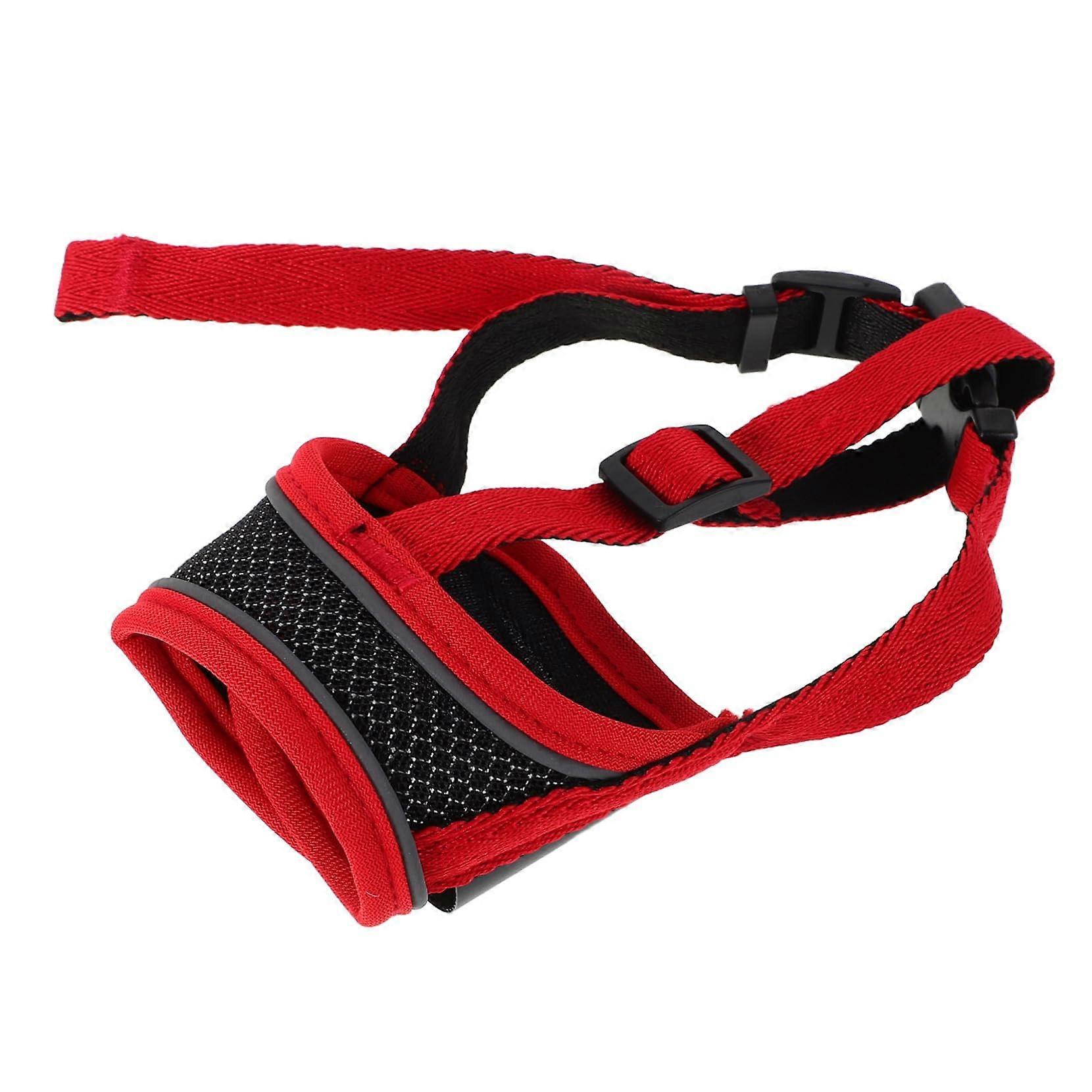 Mesh Muzzle for Small Dogs Adjustable Breathable Net Prevents Biting Barking Chewing Feeding Ideal for Puppy Training Red