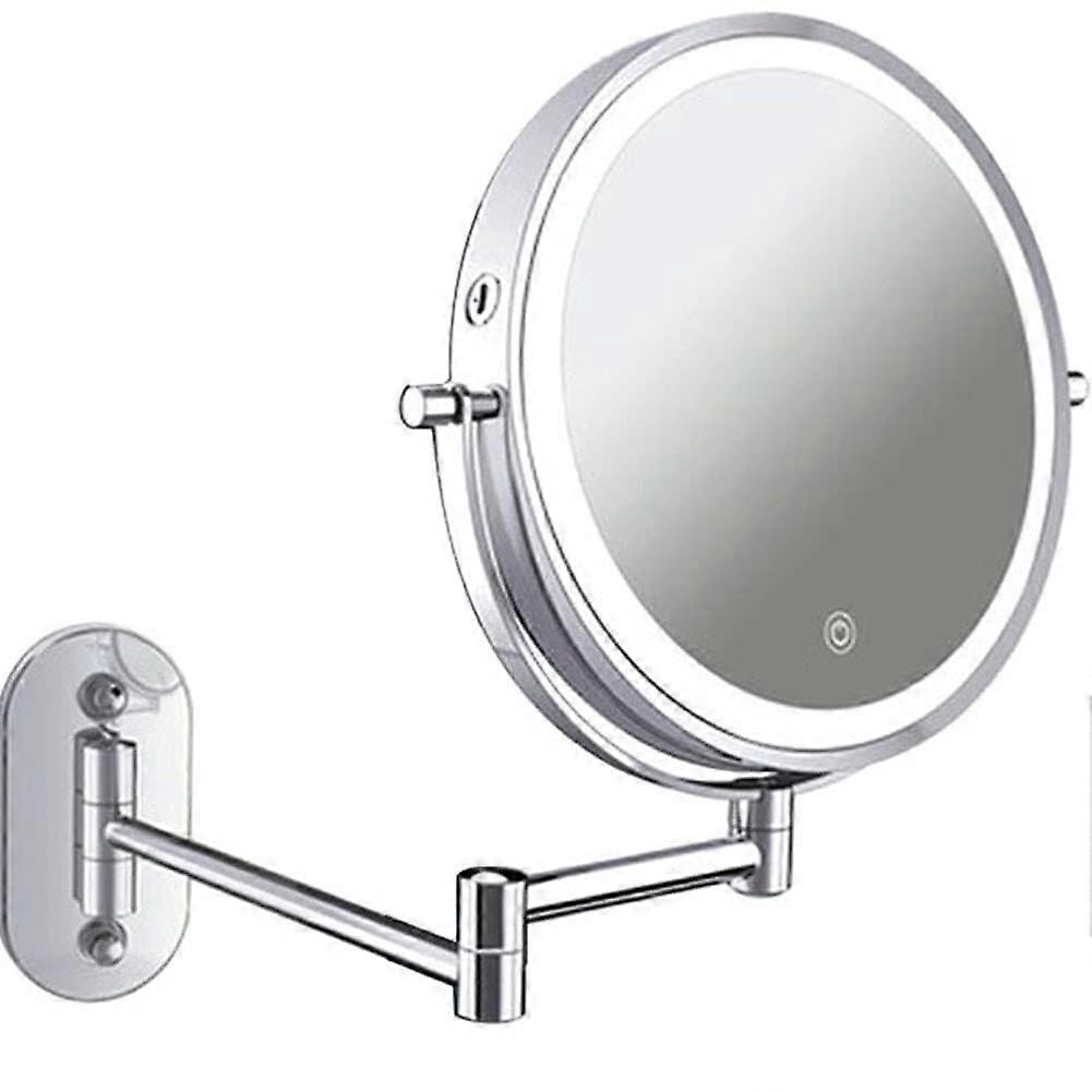 8Inch LED Shaving Mirror, USB Rechargeable, 1X/10X Magnification, Touch Switch