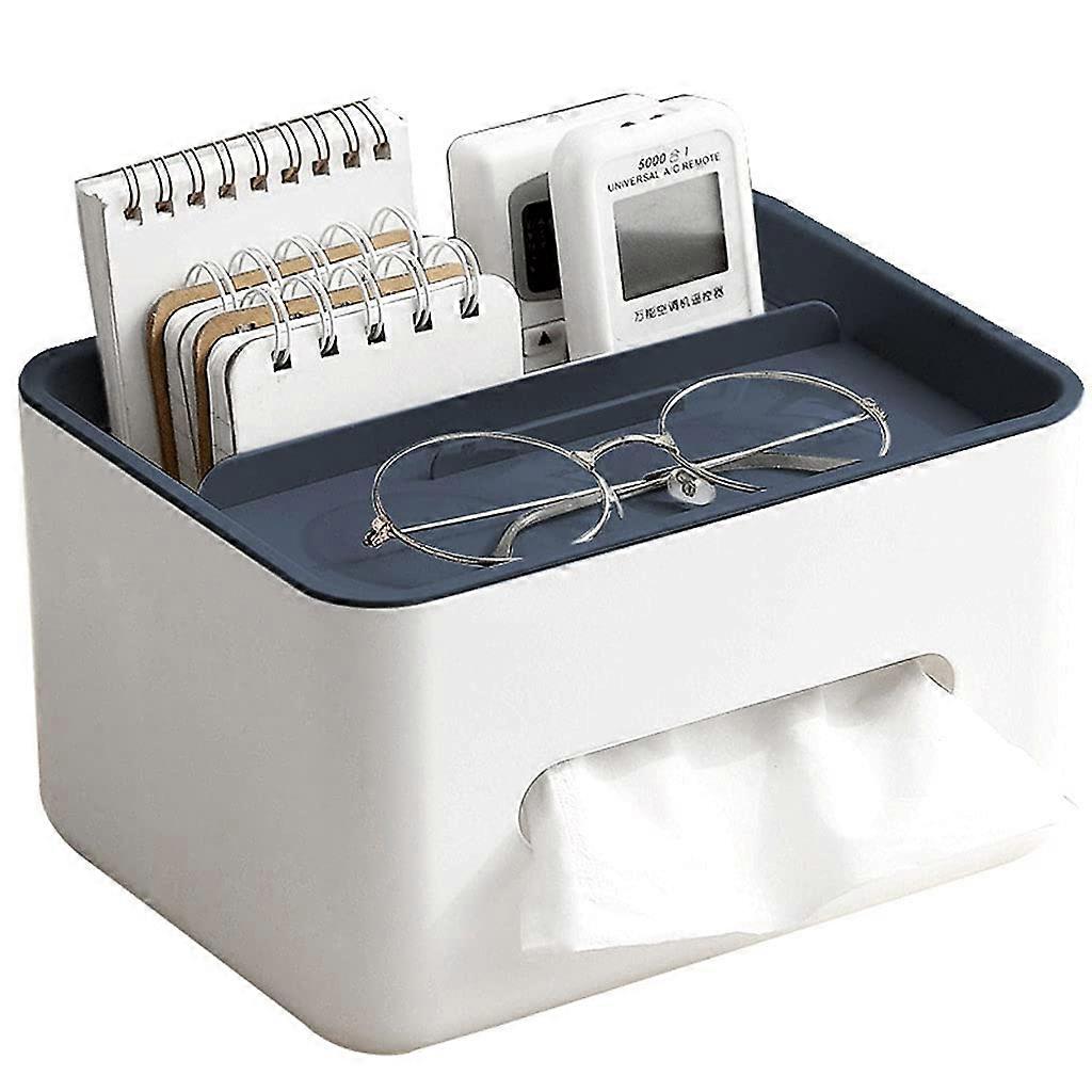 Multifunctional Tissue Box Desktop Organizer Blue, Napkin Container Holder for Home Decoration and Storage Solutions