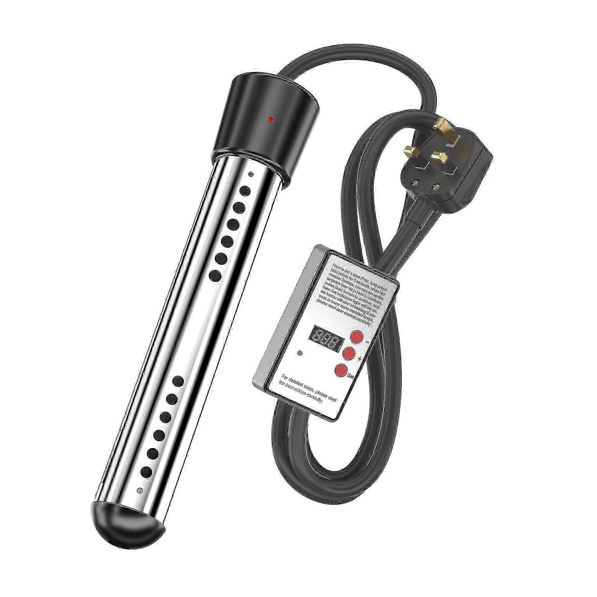 2000w Electric Immersion Heater, Submersible Bucket Heater With Auto Shutoff, Heats 5 Gallons Water In Minutes,black, 2000w
