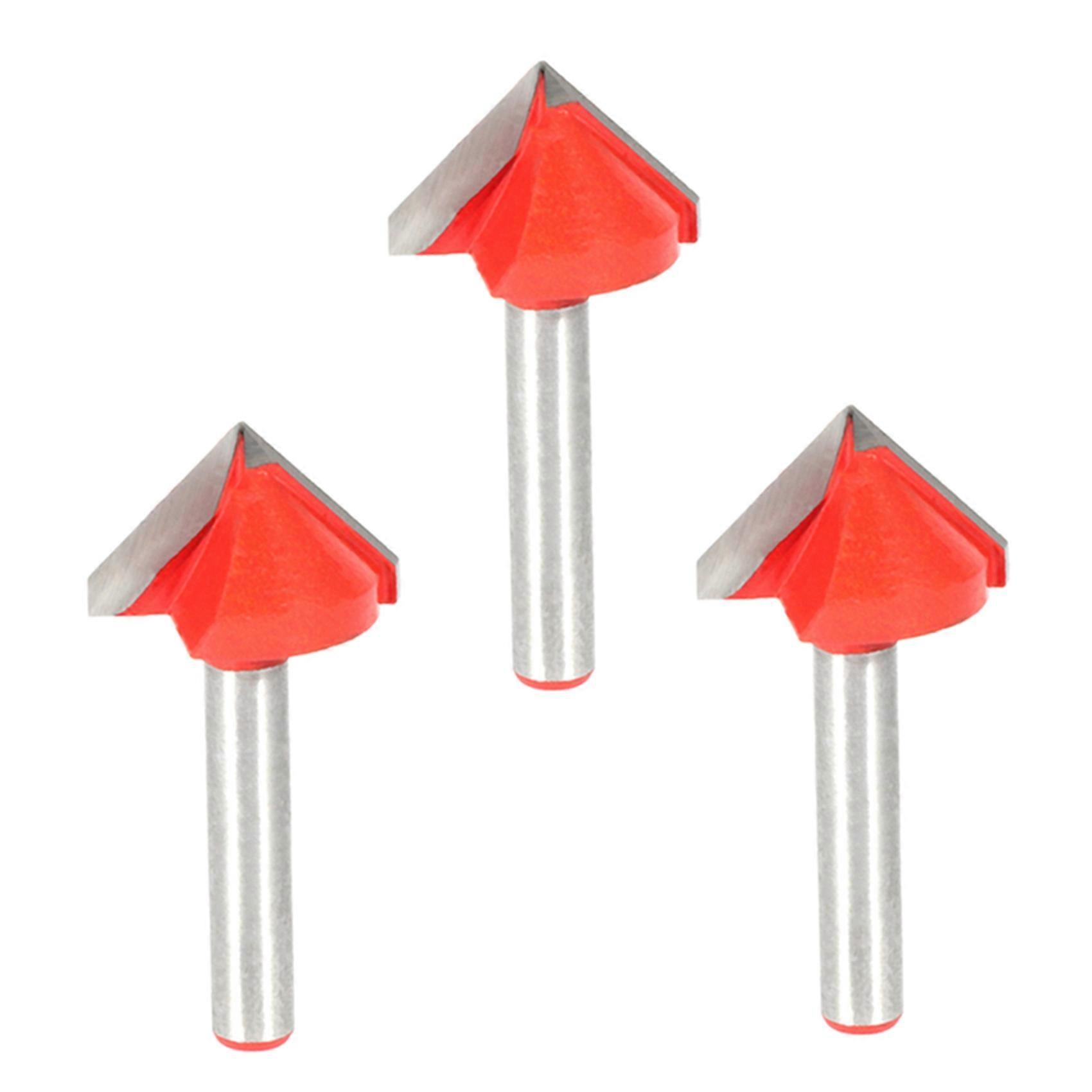 3X CNC Engraving V Groove Bit 3D Bits Router Carving Cutter Tool 90 Degree 6mmx22mm