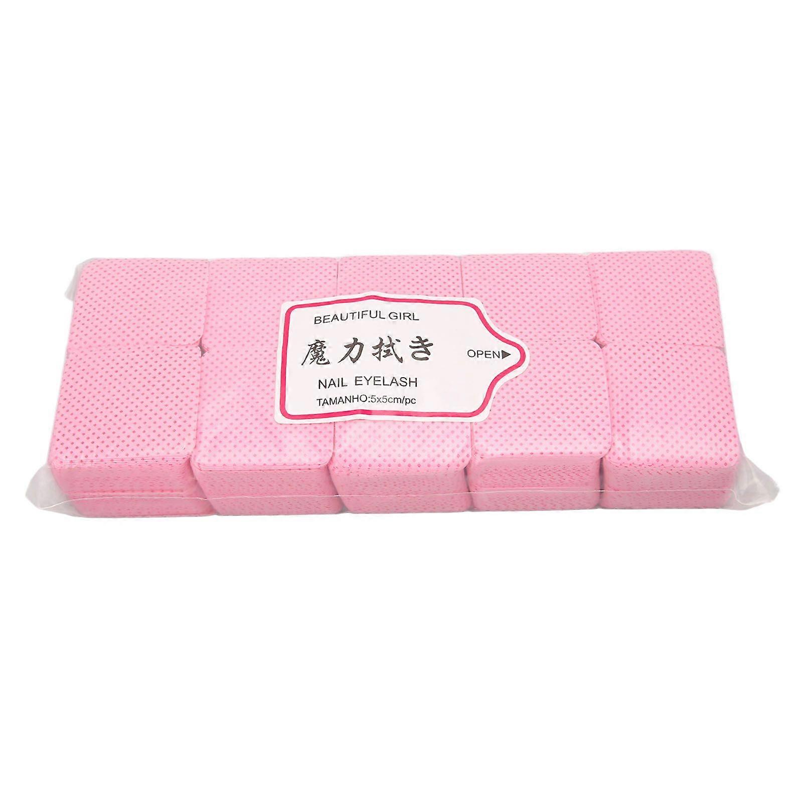 1000pcs Lint Free Nail Wipes Soft Nail Polish Remover Pad Eyelash Extension Glue Cleaning Pad Pink