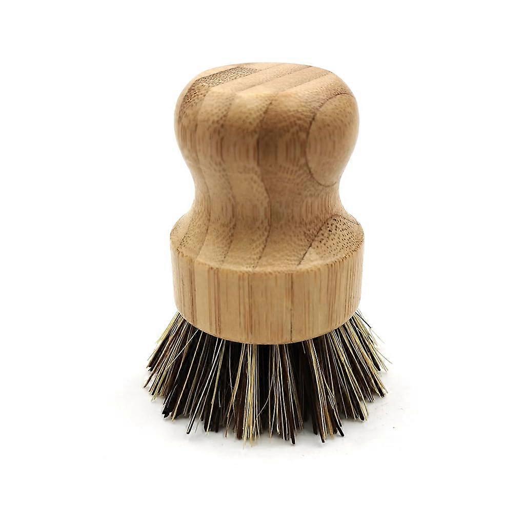 Dishwashing Scrubber Short Round Handle Easy Use Cleaning Tool Upgrade Structure Home Accessory Washing Brush for Pans Stove, Thick Brown