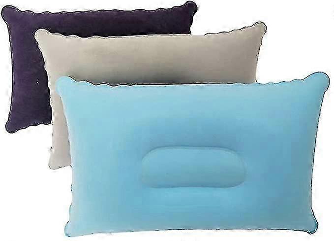 3 Pack Ultralight Inflatable Camping Travel Pillow Small Squared Flocked Fabric Air For Compact, Comfortable, Ergonomic Inflating Pillows Neck Lumba