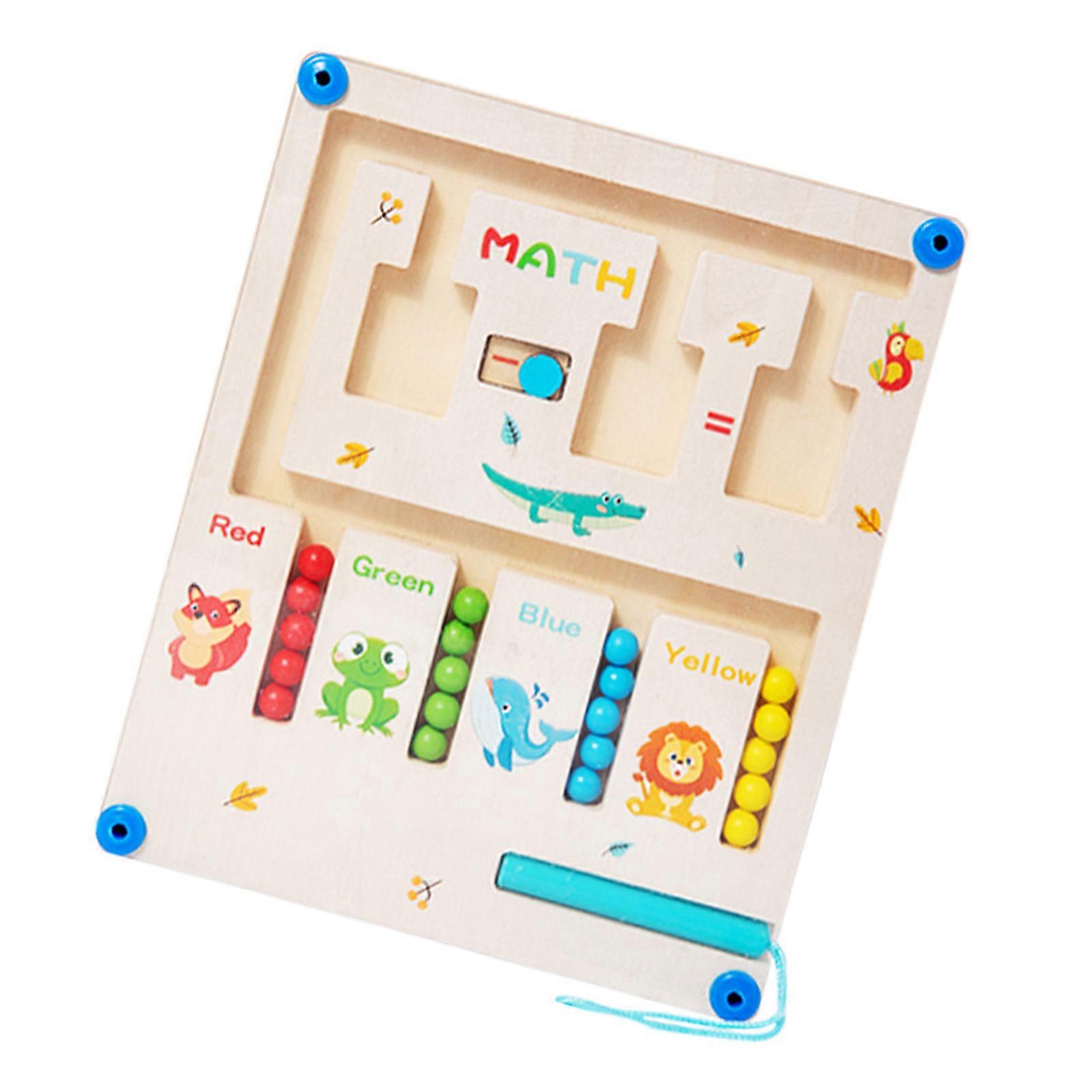 Interactive Math Learning Game For Children Ages 3+ With Magnetic Surfaces And Portable Wooden Design Multicolor