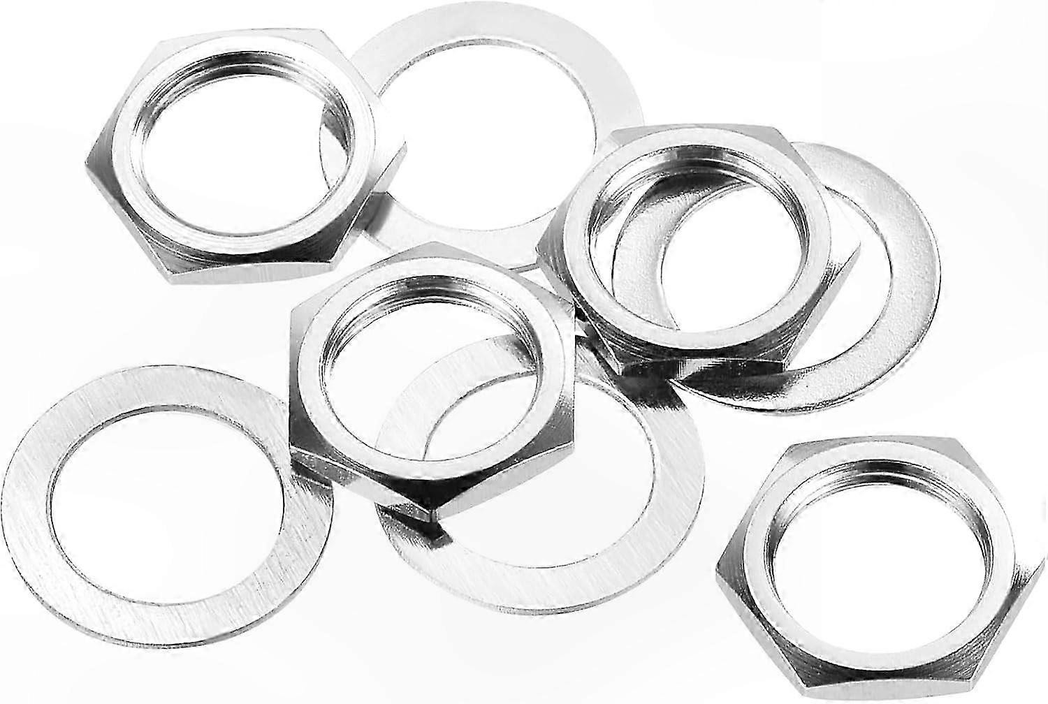 Silver Guitar Jack Socket Nuts and Washers, 3/8" Size, 4-Pack for Input Output Connections