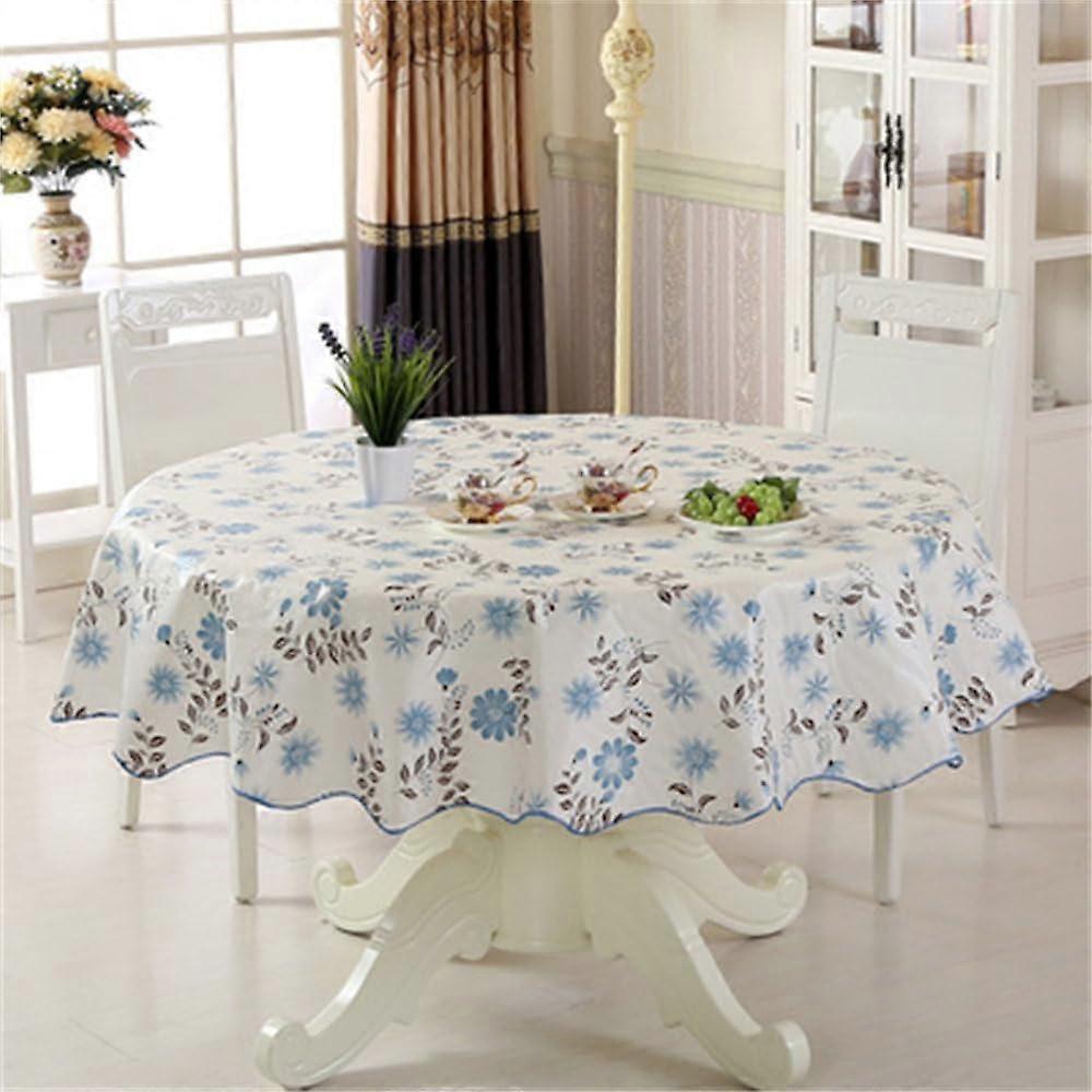 Waterproof PVC Round Table Cloth Floral Pattern Oilproof E Tablecloth 180x180 Cm