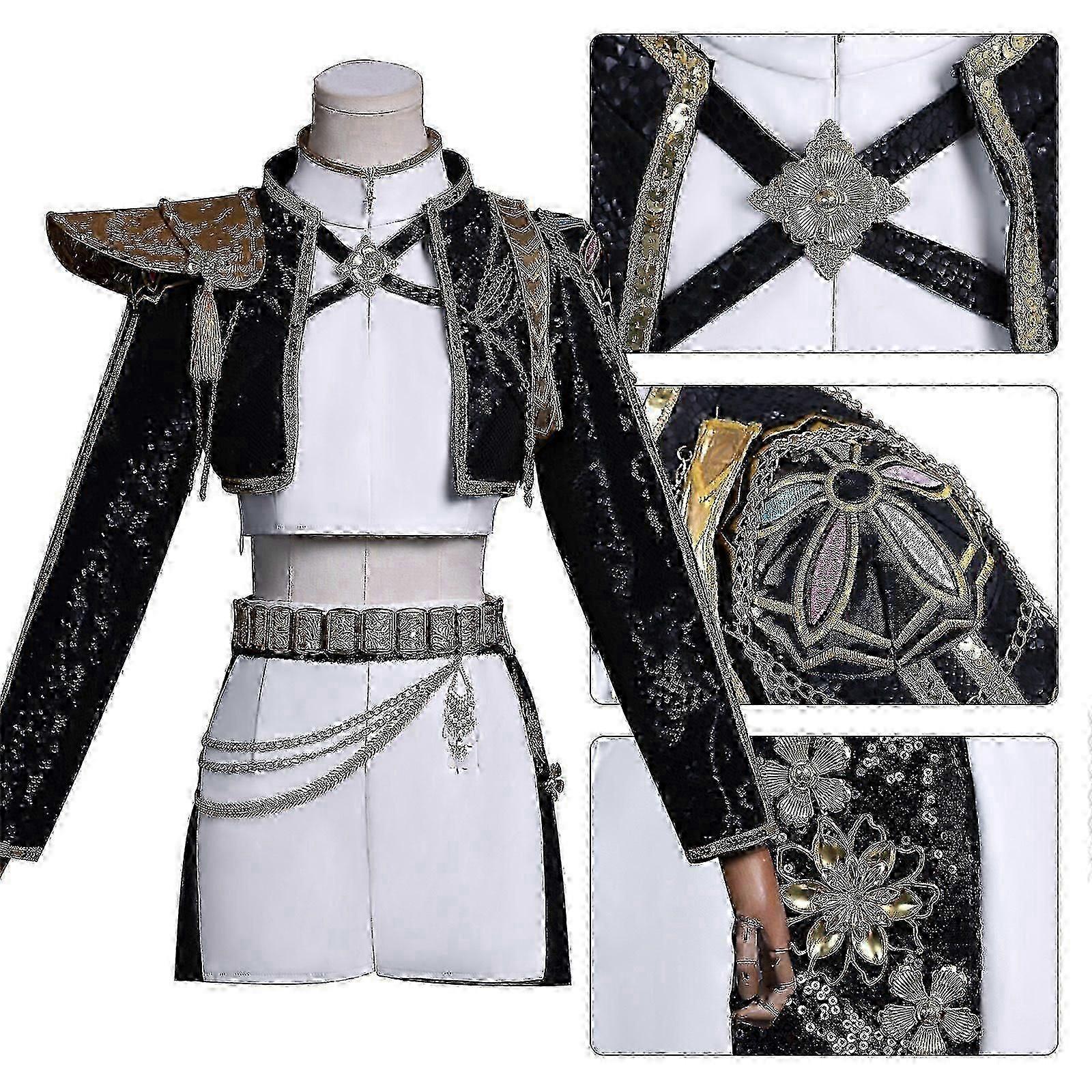 Kpop Demon Hunters Rumi Cosplay Κοστούμι Set Απόκριες Κόμμα Φανταχτερό φόρεμα για Γυναίκες Μαύρο _a