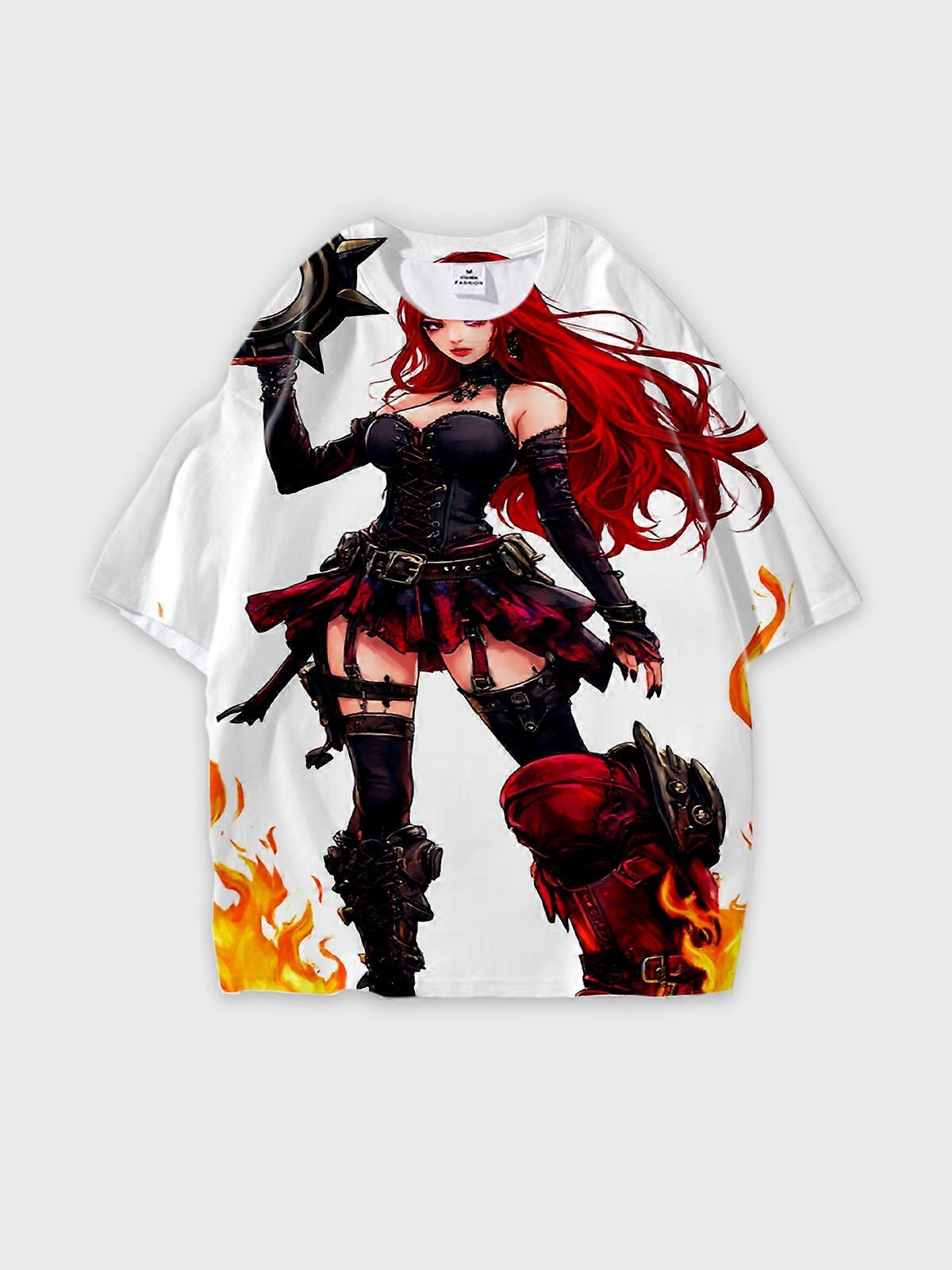 T-Shirt Short Sleeve Round Neck, Summer Casual Loose Graphic Tee, Unisex Pattern W2040