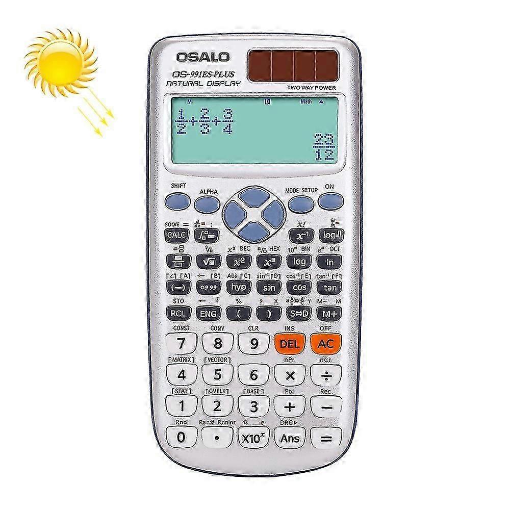 OSALO OS-991ES PLUS 10+2 Digits Multi-functional Student Function Scientific Calculator Solar Energy Dual Power Calculator