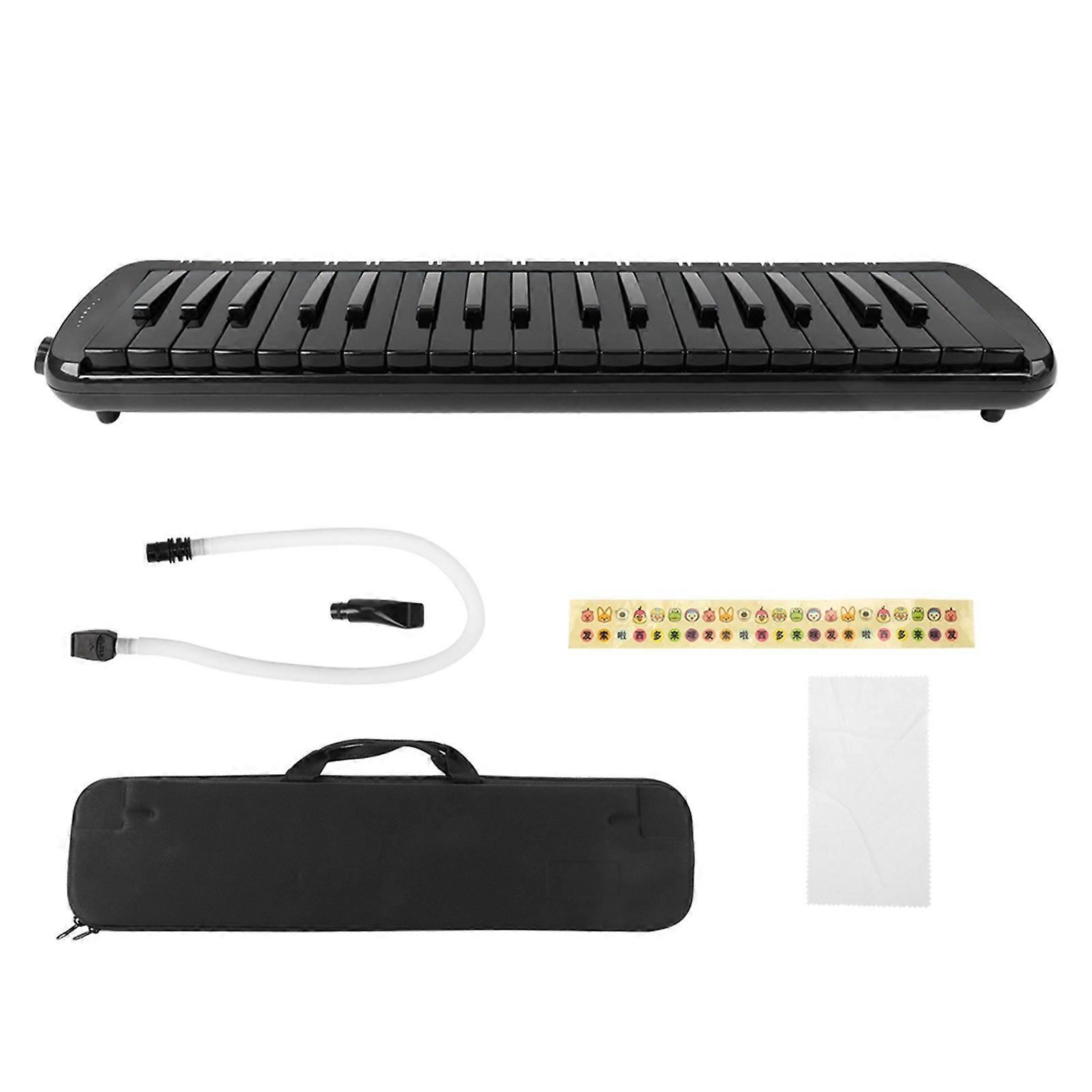 37 Key Melodica Wind Musical Instrument for Beginners, Portable Piano Keyboard with Practice Bag, Model F37s Black