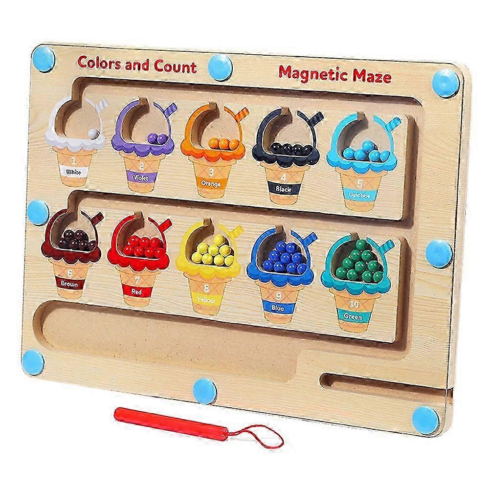 Type B Wooden Magnetic Colorful Beads Number Maze Counting Game Kids Color Recognition Educational 2025