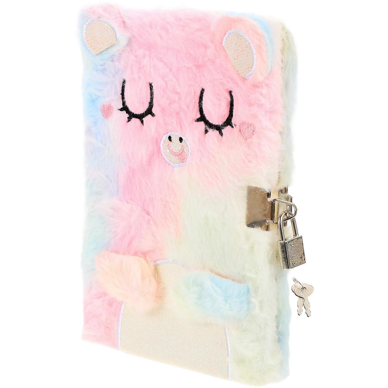 Adorable Writing Notebook Plush Secret Diary for Girls with Lock 4Pcs