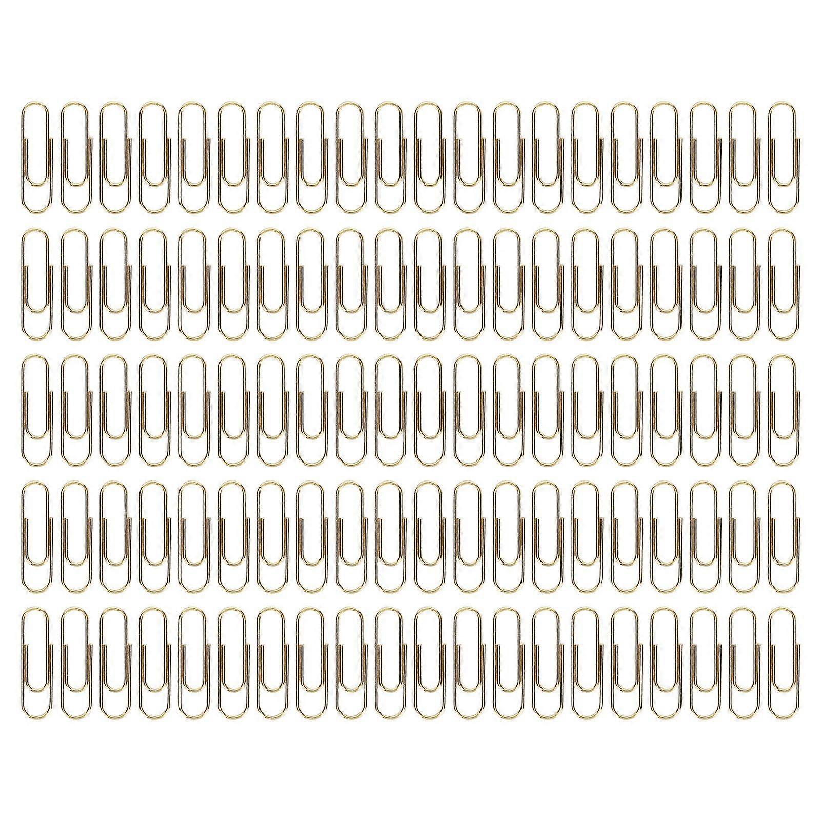 1.1in 100pcs Paper Clips Rust Prevention Increased Slip Resistance Portable Metallic Paper Clips for Office Daily Use Gold