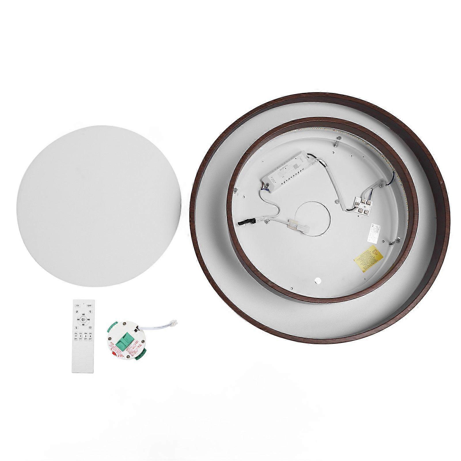 LED Ceiling Light Fixture Walnut Wood Grain Flush Mount Round Remote Control Light 3 Color Changeable for Dining Room Living Room Bedroom 30cm / 11.8i