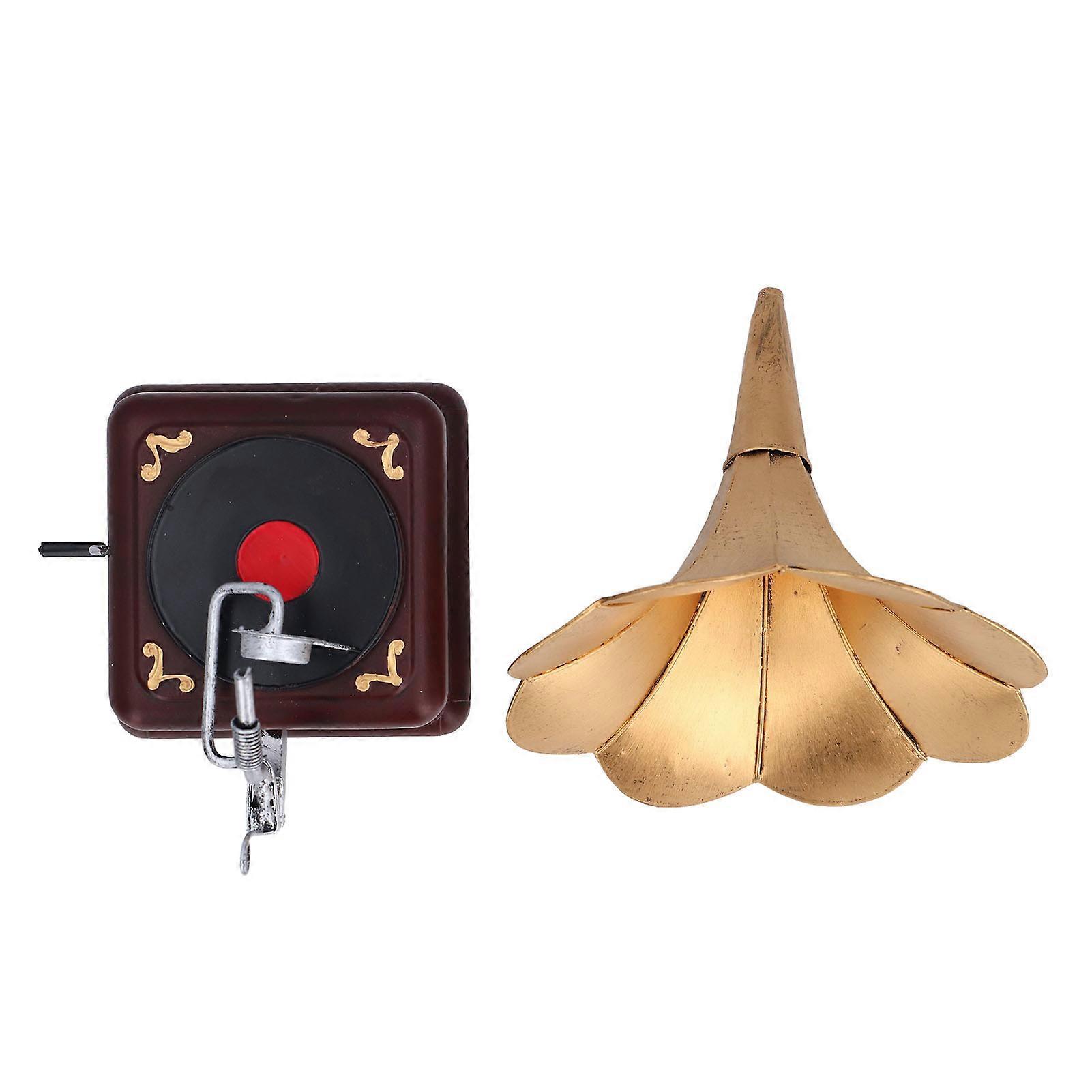 Vintage Phonograph Model Gramophone Decorative Iron Record Player European Ornaments Home Crafts Retro Style Display