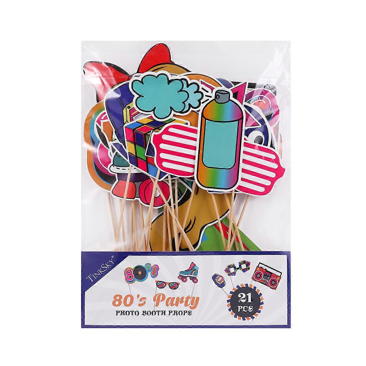Photo Booth Props Funny Birthday Party Accessories Party Supplies Wood and Paper Assorted Color for Photography Props 21Pcs