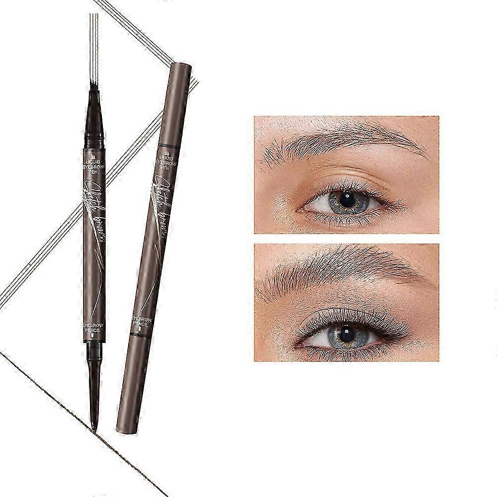 Microblading Eyebrow Pencil - Liquid Brow Pencil 2-in-1 Dual-Ended Eyebrow Pen with 4 Micro Tip Applicator Create Natural-Looking Brows